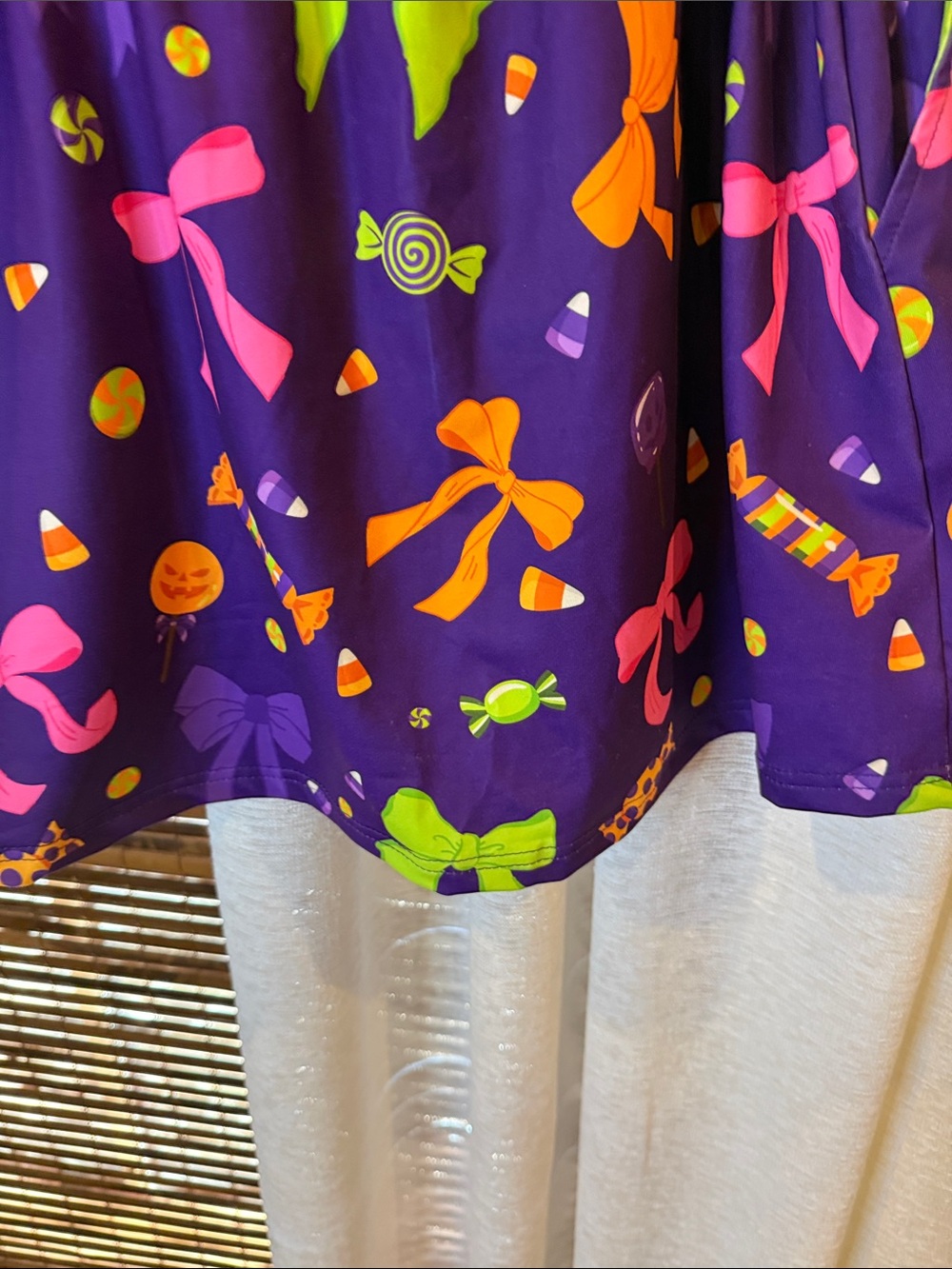 Bow & Candy Print Purple Drawstring Mini Skirt - Picture 9 of 9